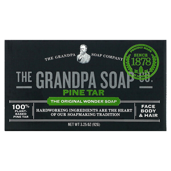 Мыло-мыло Face Body & Hair Bar, сосновая смола, 3,25 унции (92 г) The Grandpa Soap Co