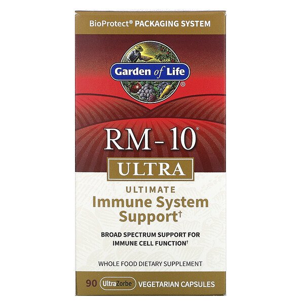 RM-10 Ultra, Максимальная поддержка иммунной системы, 90 вегетарианских капсул UltraZorbe Garden of Life