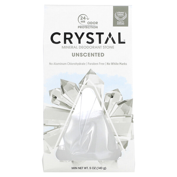 Минеральный дезодорант-камень, без запаха, 5 унций (140 г) Crystal