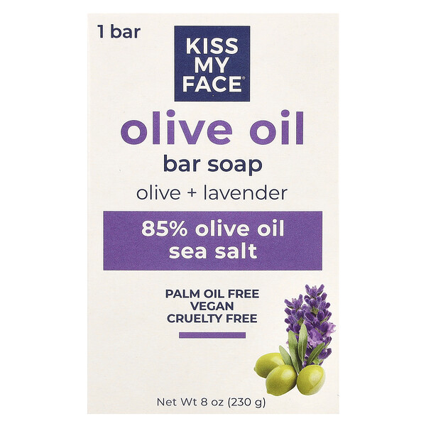 Мыло с оливковым маслом, олива и лаванда, 8 унций (230 г) Kiss My Face