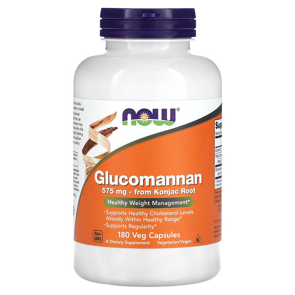 Глюкоманнан, 575 мг, 180 растительных капсул NOW Foods