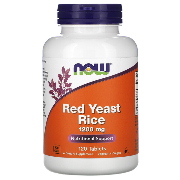 Красный дрожжевой рис, 1200 мг, 120 таблеток NOW Foods