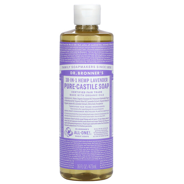 18-in-1 Hemp Pure-Castile Soap, лаванда, 16 жидких унций (473 мл) Dr. Bronner's