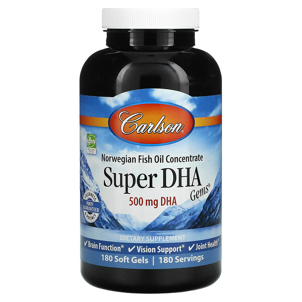 Super-DHA Gems, 500 мг, 180 мягких капсул - Carlson Carlson