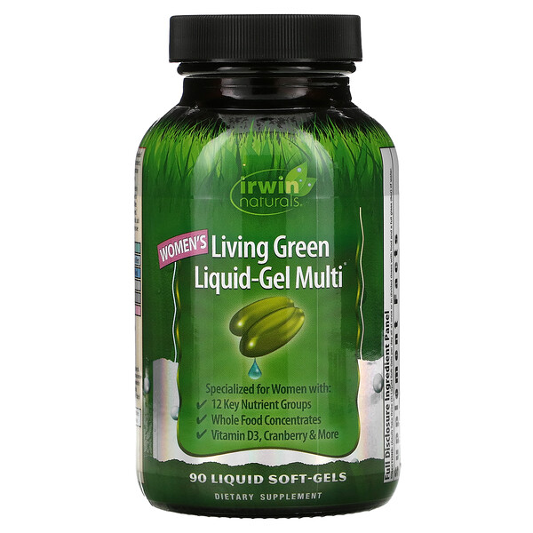 Women's Living Green Liquid-Gel Multi, 90 жидких мягких желатиновых капсул Irwin Naturals