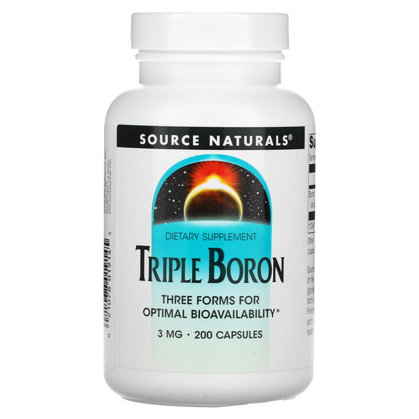 Тройной бор - 3 мг - 200 капсул - Source Naturals Source Naturals