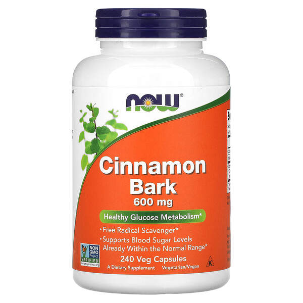 Cinnamon Bark, 600 mg, 240 Veg Capsules (Вегетарианские капсулы) NOW Foods