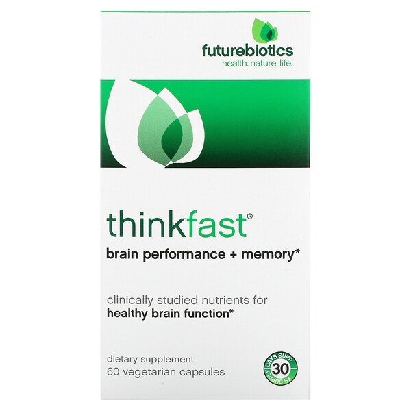ThinkFast, Производительность мозга + память, 60 вегетарианских капсул FutureBiotics