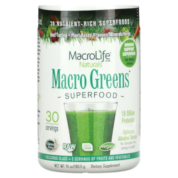 Macro Greens, Суперфуд, 10 унций (283,5 г) Macrolife Naturals