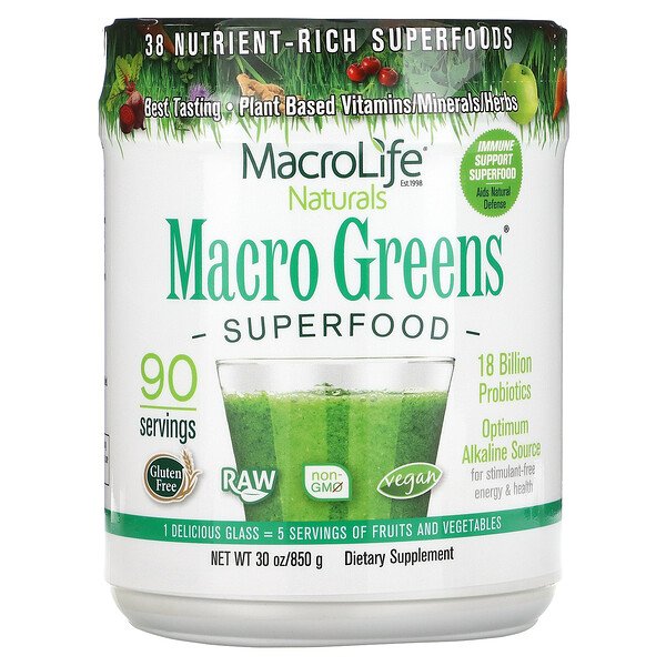Macro Greens, Суперфуд, 30 унций (850 г) Macrolife Naturals