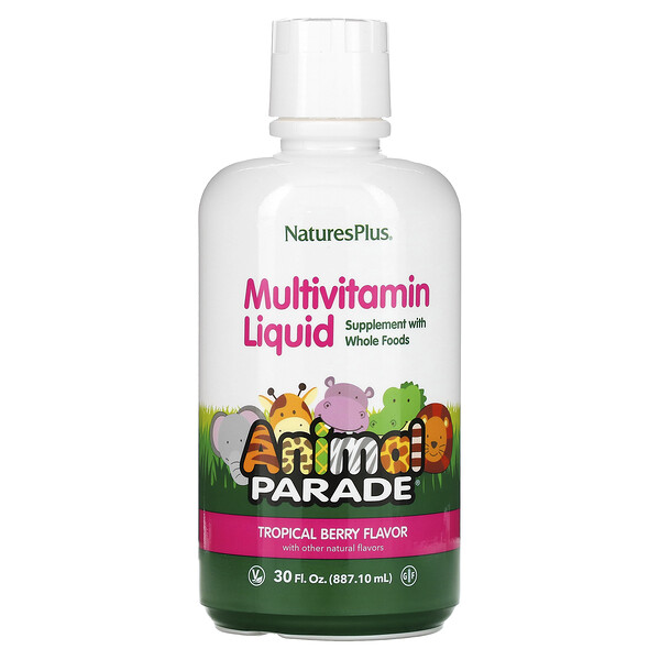 Source of Life, Animal Parade Liquid, детские мультивитамины, натуральный вкус тропических ягод, 30 жидких унций (887,10 мл) NaturesPlus