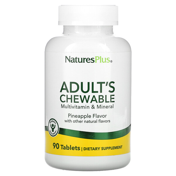 Жевательные мультивитамины и минералы для взрослых, ананас, 90 таблеток NaturesPlus