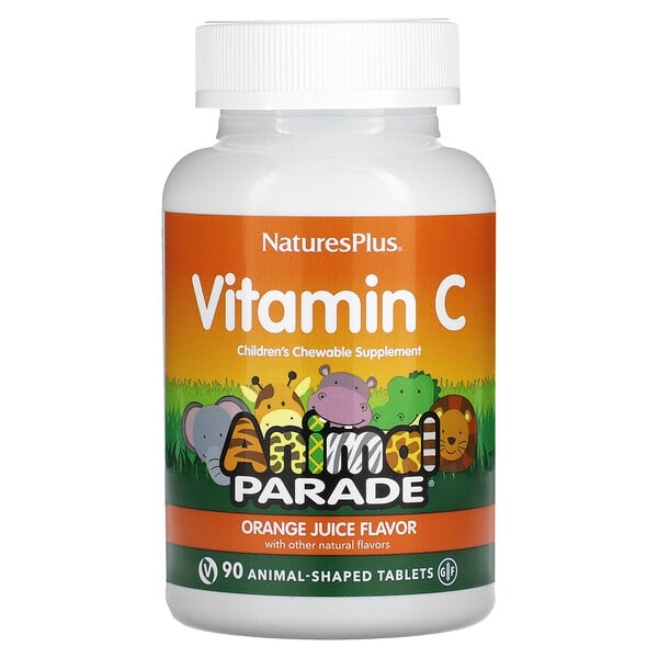 Source of Life, Animal Parade, витамин C, натуральный вкус апельсинового сока, 90 таблеток в форме животных NaturesPlus