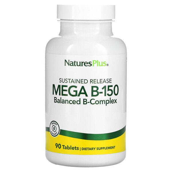 Mega B-150 с пролонгированным высвобождением, сбалансированный комплекс витаминов группы В, 90 таблеток NaturesPlus