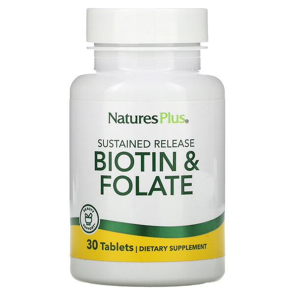 Биотин и Фолат, Продленного Действия - 30 таблеток - NaturesPlus NaturesPlus