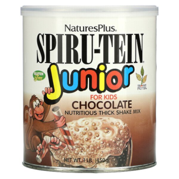 Spiru-Tein Junior, Питательная густая смесь для коктейлей, шоколад, 1 фунт (450 г) NaturesPlus