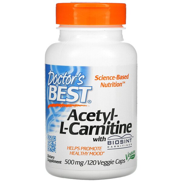 Ацетил-L-карнитин с карнитином Biosint, 500 мг, 120 растительных капсул Doctor's Best