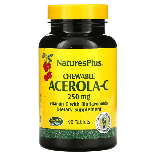 Жевательная ацерола-С, 250 мг, 90 таблеток NaturesPlus