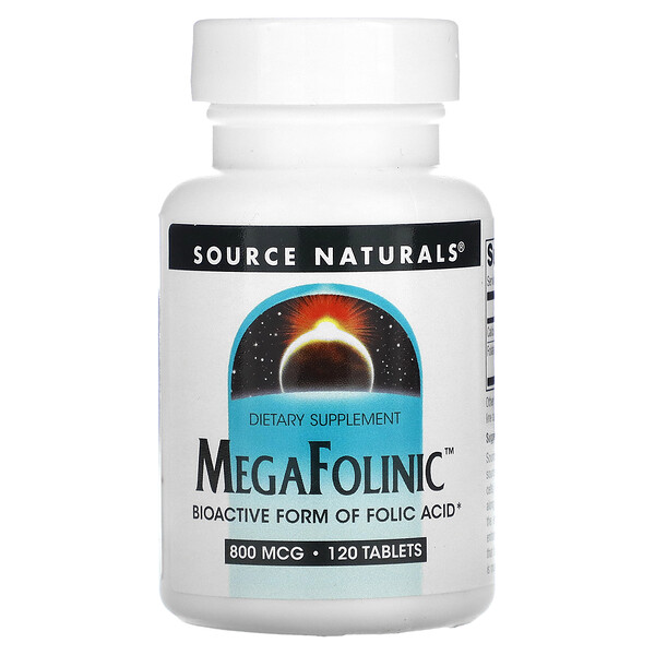 MegaFolinic, 800 мкг, 120 таблеток Source Naturals
