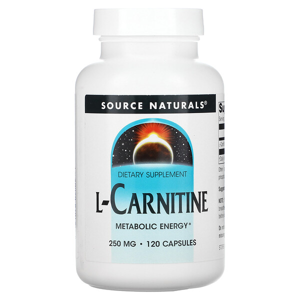 L-карнитин, 250 мг, 120 капсул Source Naturals