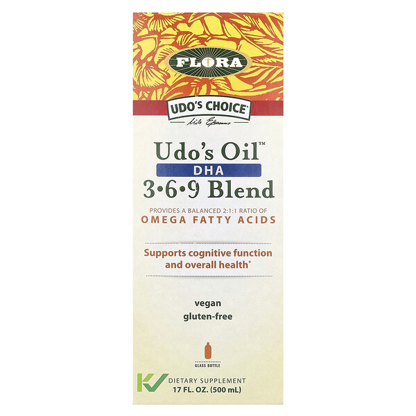 Udo's Choice, Смесь Udo's Oil DHA 3-6-9, 17 жидких унций (500 мл) Flora