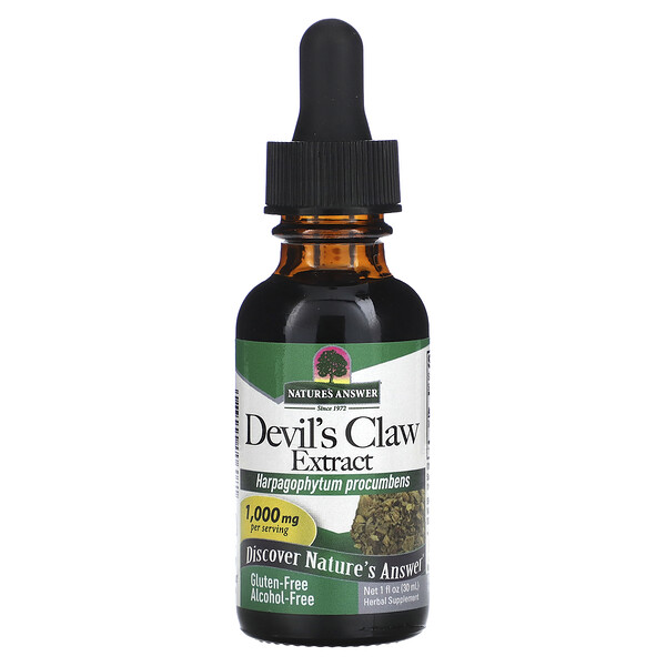 Devil's Claw Extract, Alcohol-Free (Безалкогольный), 1,000 mg, 1 fl oz (Жидкие унции) (30 ml) Nature's Answer