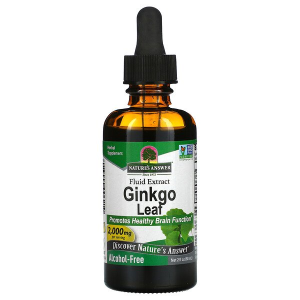 Гинкго Билоба, Безалкогольный экстракт - 2000 мг - 60 мл - Nature's Answer Nature's Answer