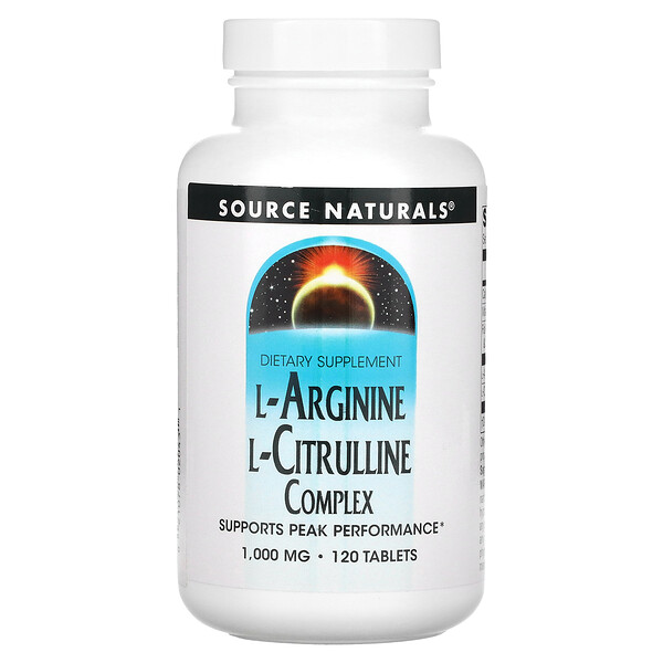Комплекс L-аргинин-L-цитруллин, 1000 мг, 120 таблеток Source Naturals