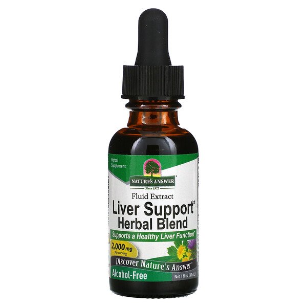 Liver Support Herbal Blend, жидкий экстракт, без спирта, 2000 мг, 1 жидкая унция (30 мл) Nature's Answer