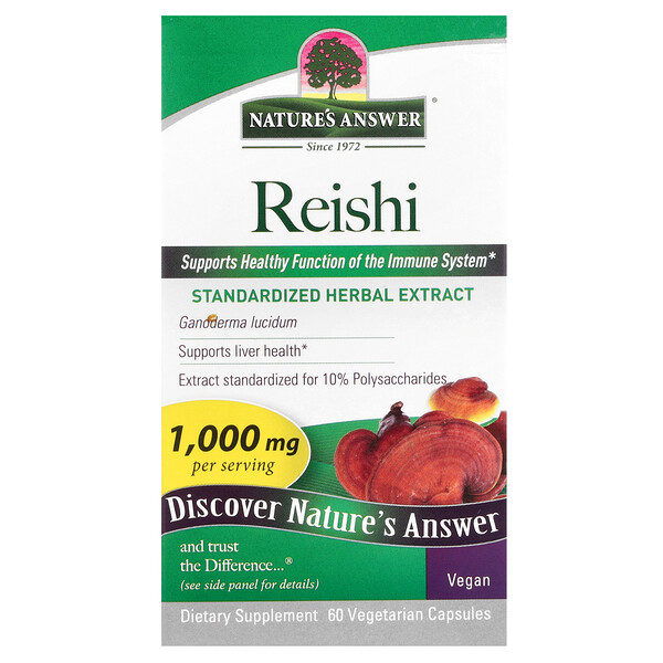 Reishi, 1,000 mg, 60 Vegetarian Capsules (Вегетарианские капсулы) (500 mg per Capsule) Nature's Answer