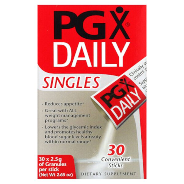 PGX Daily, Singles, гранулы без вкуса, 30 стиков по 2,5 г каждый Natural Factors