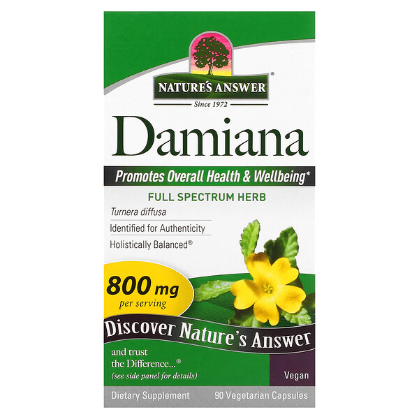 Дамиана, 90 вегетарианских капсул Nature's Answer