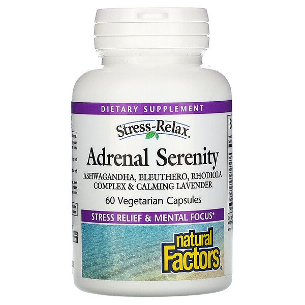 Stress-Relax, Adrenal Serenity, 60 вегетарианских капсул Natural Factors
