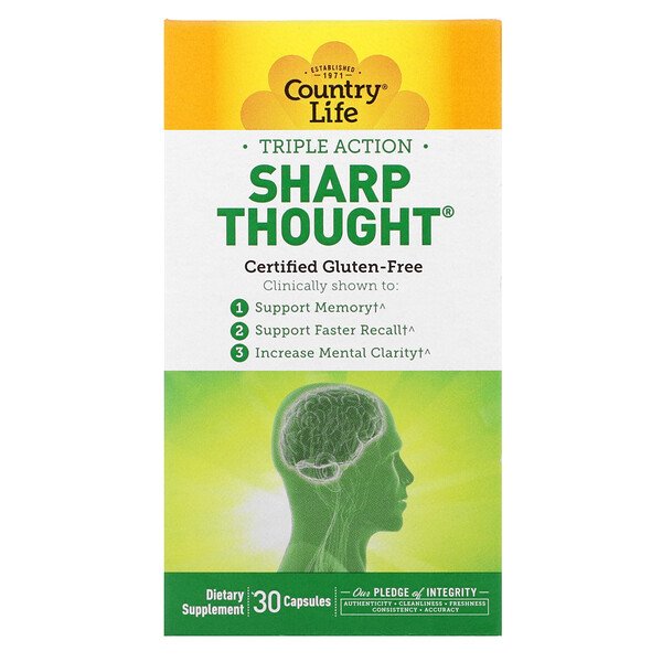 Triple Action Sharp Thought, 30 капсул Country Life
