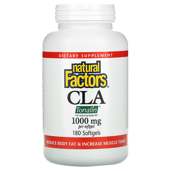 CLA, смесь конъюгированных линолевых кислот, 1000 мг, 180 мягких желатиновых капсул Natural Factors
