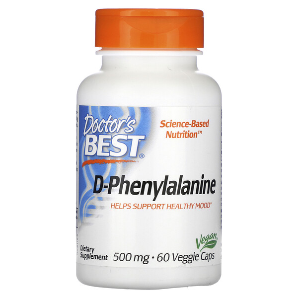 D-фенилаланин, 500 мг, 60 растительных капсул Doctor's Best