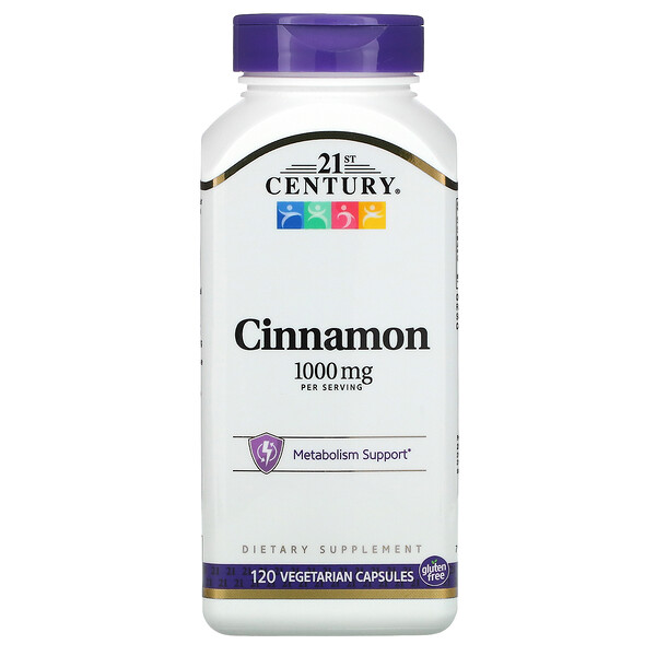 Cinnamon, 1,000 mg, 120 Vegetarian Capsules (Вегетарианские капсулы)  (500 mg per Capsule) 21st Century