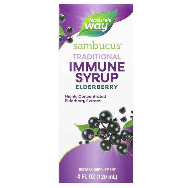 Sambucus, Традиционный иммунный сироп, бузина, 4 жидких унции (120 мл) Nature's Way