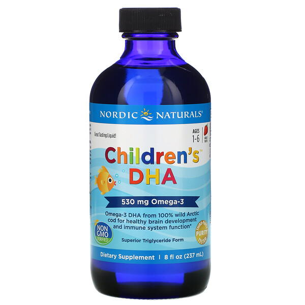 ДГК для детей, для детей от 1 до 6 лет, клубника, 530 мг, 8 жидких унций (237 мл) Nordic Naturals