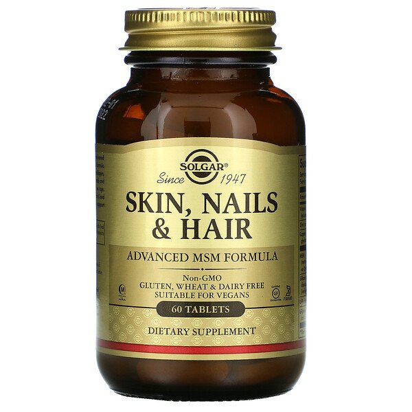 Skin, Nails & Hair, Усовершенствованная формула МСМ, 60 таблеток Solgar
