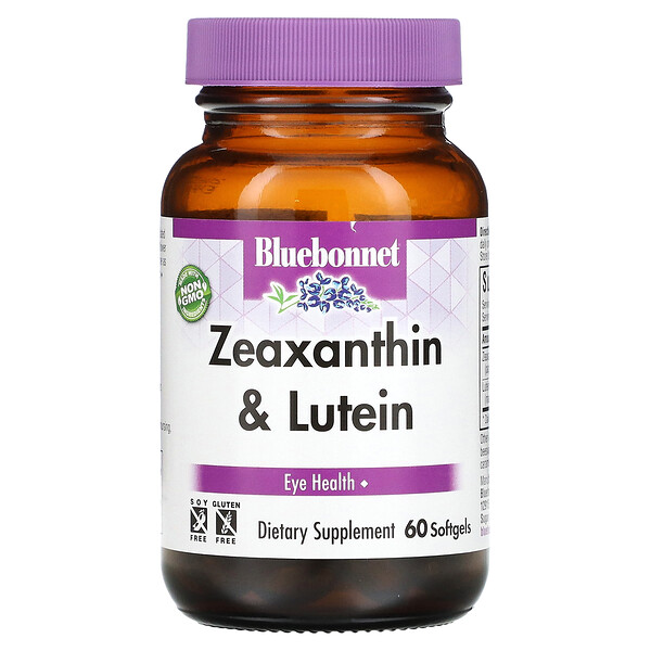 Зеаксантин плюс лютеин, 60 мягких таблеток Bluebonnet Nutrition