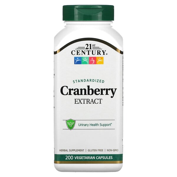 Cranberry Extract, Standardized, 200 Vegetarian Capsules (Вегетарианские капсулы) 21st Century