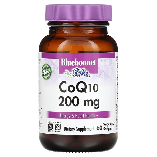 CoQ10, 200 мг - 60 вегетарианских капсул - Bluebonnet Nutrition Bluebonnet Nutrition