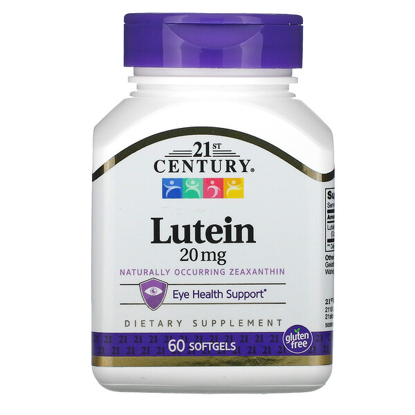 Лютеин, 20 мг, 60 мягких таблеток 21st Century