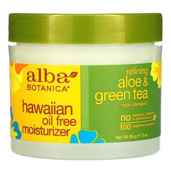 Hawaiian Oil Free Moisturizer, очищающее алоэ и зеленый чай, 3 унции (85 г) Alba