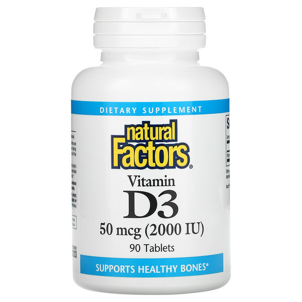 Витамин D3 - 50 мкг (2000 МЕ) - 90 таблеток - Natural Factors Natural Factors