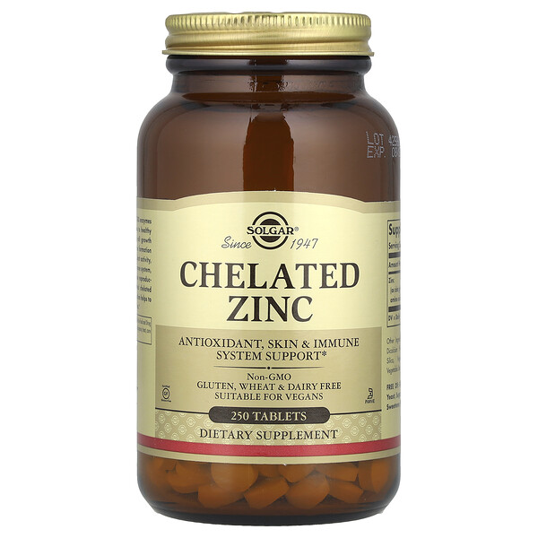 Chelated Zinc, 250 Tablets (Таблетки) Solgar