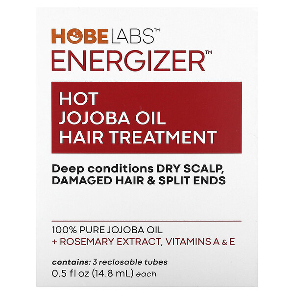 Energizer, Горячее средство для ухода за волосами с маслом жожоба, 3 многоразовых тюбика, по 0,5 ж. унц. (14,8 мл) каждый Hobe Labs