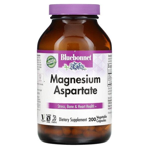 Магний Аспартат - 200 растительных капсул - Bluebonnet Nutrition Bluebonnet Nutrition