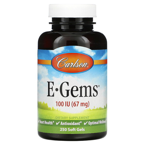 E-Gems, 67 мг (100 МЕ), 250 мягких таблеток Carlson